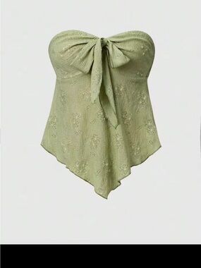 Strapless Hem Top - Sage Green